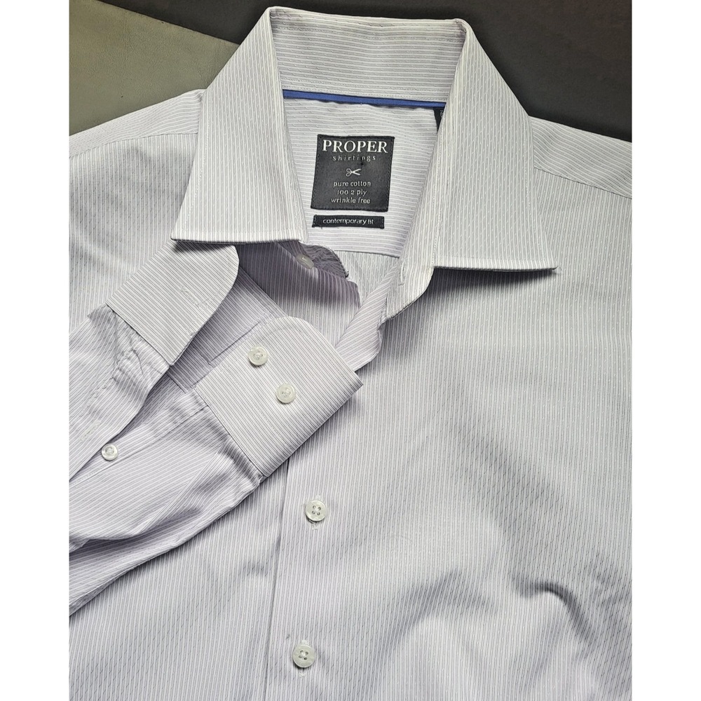 Proper Shirtings Men Long Sleeve Button Contemporary Fit Shirt 16 1/2 Tall 36-37 - Picture 1 of 7